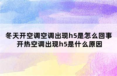 冬天开空调空调出现h5是怎么回事 开热空调出现h5是什么原因